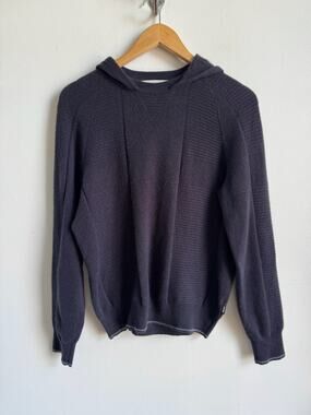 Z ZEGNA Men's Cashmere Multi Ribbed Hoodie in Navy